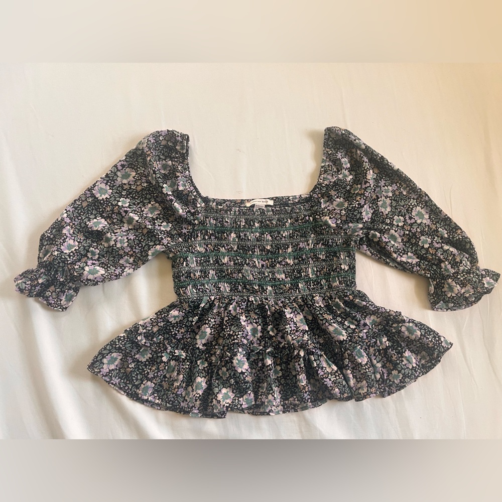 Floral Smocked Peplum Top American Eagle